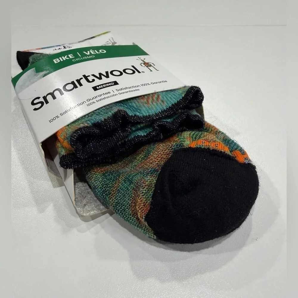 SmartWool Women's Large Bike Zero Cushion Jungle Music Print Socks Honey NWT
